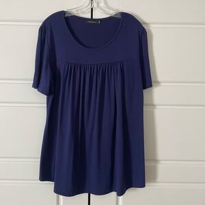 Yidarton Deep Blue short sleeve tunic top